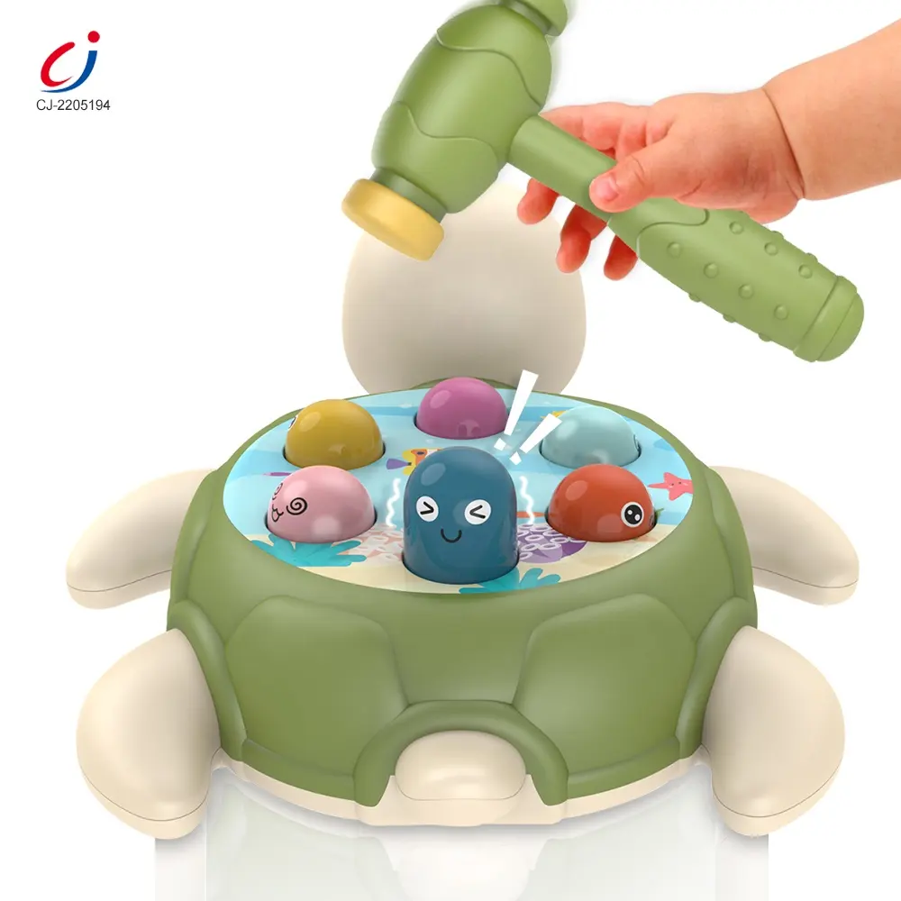 Educational new turtle shape whack a mole pounding hammering game toy interactive kids baby human whack a mole hitting game