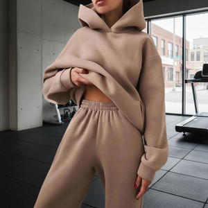 Conjunto de Sudadera con Capucha y Pantalones de Color Liso con Logotipo Personalizable - Product Image 1