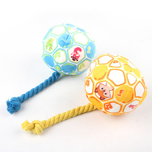 Jouets de <span class=keywords><strong>football</strong></span> pour chiens Corde en coton jaune Dog Tug of War Training Toy ball - Product Image 3