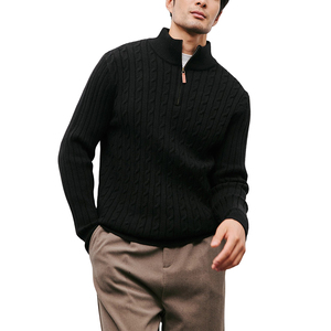 <span class=keywords><strong>Pull</strong></span> en maille torsadée pour <span class=keywords><strong>homme</strong></span>, <span class=keywords><strong>col</strong></span> <span class=keywords><strong>montant</strong></span> semi-zippé, style décontracté chic, couleur unie, luxe léger - Product Image 6