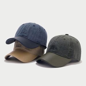 Vintage Leather Border Color Soft Top Baseball Golf <b>Sun</b> <b>Hat</b> European American Fashion Duck Tongue Visor Sports Caps Women <b>Men</b> - Product Image 2
