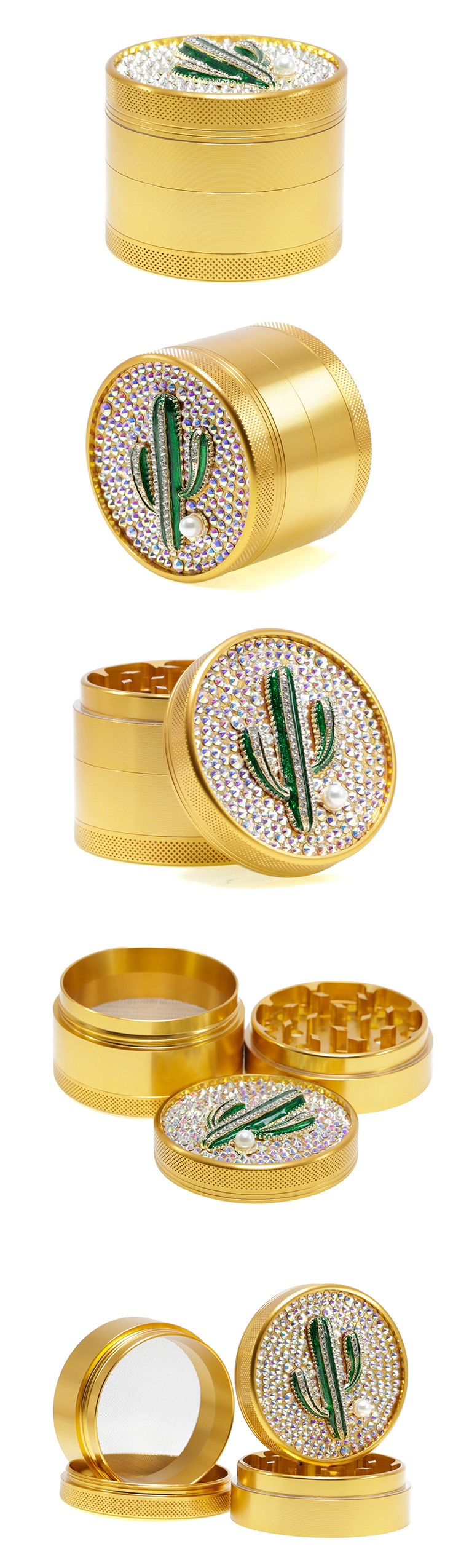 4 part 63mm aluminum alloy cactus diamond cute grinder for lady 6161