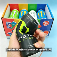 Jouet souple en forme de canette de boisson Monster, jouet anti-stress à rebond lent en mousse PU, vente en gros