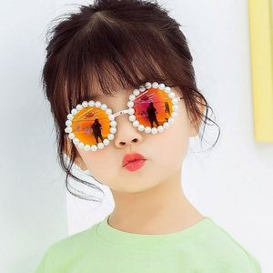 Lunettes de soleil rondes en métal pour enfants, avec logo personnalisé, tendance 2020, pour garçons et filles, avec perles - Product Image 1