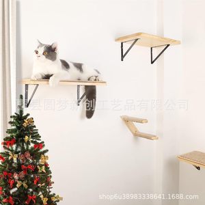Arbre à chat mural en bois massif, avec hamac, escalier et marchepied en sisal pour chat - Product Image 3