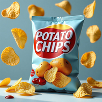 Sacs d'emballage pour chips de pommes de terre, personnalisés, imprimés, pour aliments soufflés, bon marché, 40g 100g, sachets scellés à l'arrière pour snacks