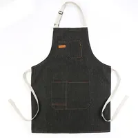 Avental de cozinha feminino com bolsos, avental de algodão profissional feito sob encomenda com jeans