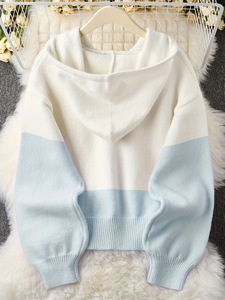 Maglione con Cappuccio da <span class=keywords><strong>Donna</strong></span> di Alta Qualità in Cachemire e Lana per Autunno e Inverno, Elegante Cardigan con Bottoni - Product Image 2