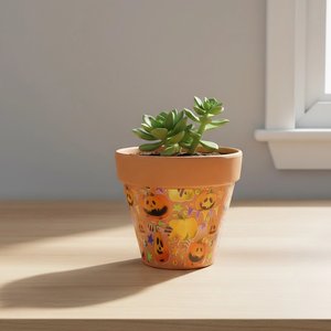 Pot de fleurs décoratif en céramique personnalisé pour Halloween, motif citrouille peint à la main, pot à succulentes, décoration pour la maison et le jardin, cadeau - Product Image 4
