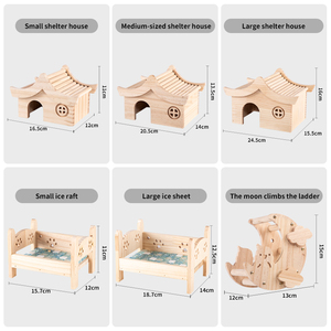 Maison en bois pour hamster, lit rafraîchissant d'été, tanière pour hamster doré, jouets, fournitures complètes d'aménagement paysager - Product Image 5