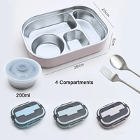 Boîte à Déjeuner Isotherme Portable de 1400 ML en Acier Inoxydable 304 pour Enfants et Bureau, avec Couverts et Bol à Soupe