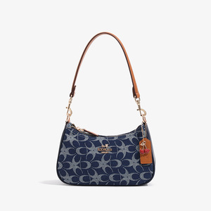 Cross-border Foreign Trade New Tannin Blue <strong>Medium</strong> Zipper Wanderer Underarm Pillow Mini Bucket Shoulder Crossbody <strong>Handbag</strong> - Product Image 5