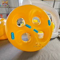 Parc aquatique gonflable en PVC jaune en forme de trèfle à quatre feuilles pour quatre personnes, avec taille personnalisable et garantie de 3 ans
