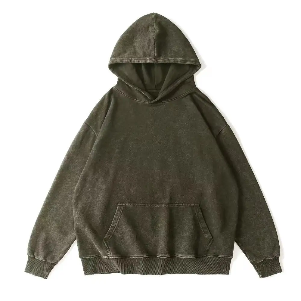 350GSM cotton made old hoodie drop shoulder retro dicuci batik french terry kustom logo pria kebesaran hoodie