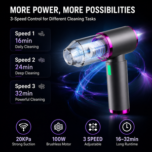 20KPa Strong Suction Cordless Handheld <b>Vacuum</b> Cleaner 100W Brushless Motor 3 Speed <b>Portable</b> Car <b>Vacuum</b> Cleaner OEM Supplier - Product Image 2