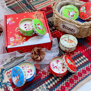 大豆蜡锡罐香味蜡烛浪漫圣诞香薰蜡烛礼品盒套装生日礼物 - Product Image 1