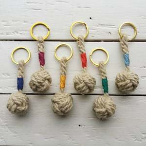 keychain Natural hemp rope Brass ring Handmade Happiness - Product Image 1