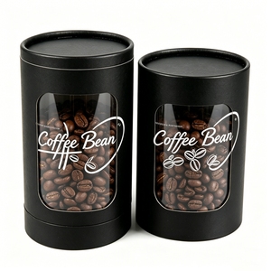 Tubo Cilíndrico de Papel Kraft Blanco de Grado Alimenticio para Envasado de Café y Té con Ventana de Plástico, Logotipo Personalizado, Caja de Regalo en Tubo Negro - Product Image 3