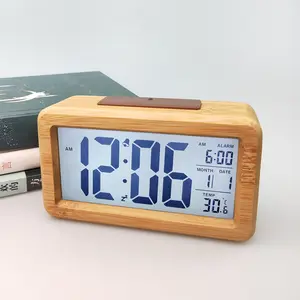 实木亚马逊热销爆款产品电子钟实木闹钟时尚电子智能时钟
