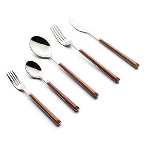 Juego de vajilla de acero inoxidable 304, juegos de vajilla de plata de madera brillante, juego de vajilla de comida occidental, cuchillo, tenedor, cucharadita - Product Image 1