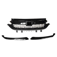Haosheng — pare-choc avant en nid d'abeille, Grille supérieure, logo RS rouge ou noir et feu avant, garniture de sourcils pour Honda City RS 2020