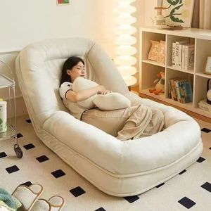Modern Design Folding Padded Floor Chair Adjustable Back Soft White Plush Lazy <b>Sofa</b>, Foldable Bedroom <b>Sofa</b> Bed, Giant Tatami Mat - Product Image 2