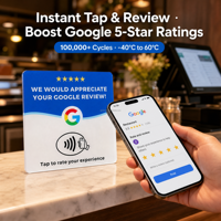 Carte NFC Google Review en acrylique solide imperméable de 2 mm -40 ° De la lettre C à la lettre 60 ° Température de fonctionnement : plus de 100 000 cycles avec support adhésif 511