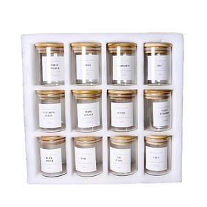 Ensemble de 12 bocaux de conservation alimentaire en verre borosilicate de 180 ml / 3 oz avec couvercle en bois de bambou - Product Image 1