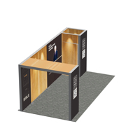 Stand d'exposition modulaire personnalisé 6*3M à cadre ouvert avec piliers double face et mur arrière en tissu graphique lumineux