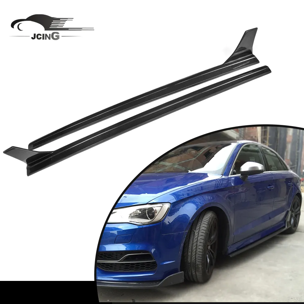 Carbon Fiber Side Rokken Extension Spoiler Body Kit Voor Audi A3 8V Sline S3 Sedan 2014-2019