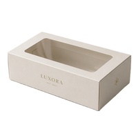 Boîte en papier de luxe avec logo personnalisé, fenêtre transparente en PVC, estampage à chaud doré, emballage cadeau pour bougies, parfums, cosmétiques