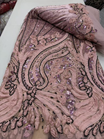 NI.AI 2026 Tissu en dentelle de tulle brodé de perles et de sequins, en organza, écologique, avec perles africaines et sequins, pour mariage