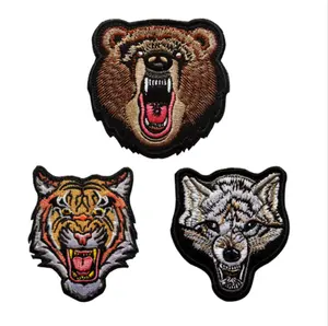 Ours tigre loup 14 pièces, Badge brodé, Patch à crochet et boucle pour sac à dos, chapeaux, vestes