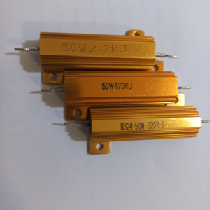 RX24 5W 10W 50W Resistencia de potencia bobinada con carcasa de aluminio dorado Resistencia de potencia de frenado dinámico - Product Image 5