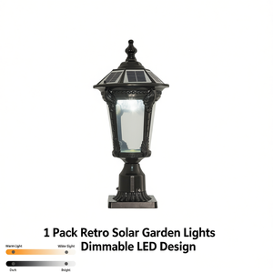 Lámpara Solar de Jardín Retro, LED Regulable, Cuerpo de Hierro Grande, IP65, Iluminación Exterior - Product Image 1