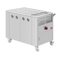 Chariot chauffe-plats professionnel en acier inoxydable doré rose, chariot vapeur électrique commercial avec batterie intégrée