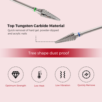SHUANGJIAL0615B20-D4S Fraise rotative professionnelle pour manucure, tête conique en carbure de tungstène, rotation droite, tige de 3/32 pouces