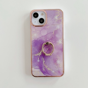 เคสโทรศัพท์ลายหินอ่อนเคลือบหรูหราพร้อมห่วงนิ้ว สำหรับ <span class=keywords><strong>iPhone</strong></span> 16 15 14 <span class=keywords><strong>Plus</strong></span> 13 Mini 12 11 Pro Max <span class=keywords><strong>8</strong></span>  ขอบ TPU 2.0 มม. ฝาหลังแข็ง IMD - Product Image 3