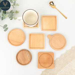 แผ่นรองแก้วไม้เนื้อแข็ง รูปทรงกลม/สี่เหลี่ยม รับทำโลโก้ตามสั่ง สำหรับวางแก้วชา กาแฟ ป้องกันความร้อน - Product Image 2