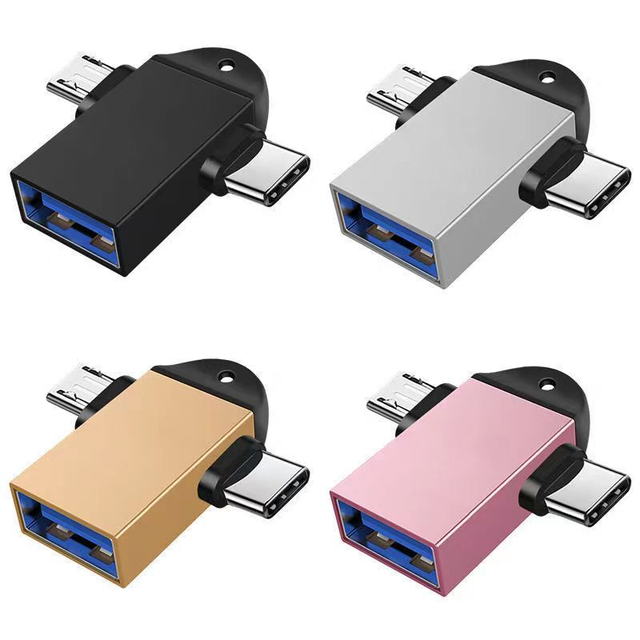 OTG Type-C Adapter 2-in-1 Micro USB to USB-C Adapter Sync Converter Phone Flash Drive Reader Mouse Connector USB Connector