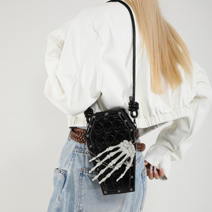 Halloween Gothic Crossbody Bags for Women <strong>Skull</strong> <strong>Purse</strong> PU Leather Small Skeleton Coffin Shape <strong>Purses</strong> and Handbags - Product Image 3