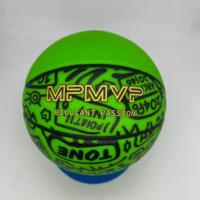 MPMVP Impression de logo personnalisable Basket-ball en caoutchouc lumineux à LED verte pour les jeux de nuit des adolescents