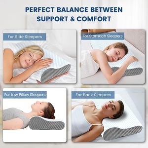 Almohada de espuma viscoelástica personalizada con gel refrigerante para aliviar el dolor, almohada <span class=keywords><strong>cervical</strong></span> ergonómica para dormir - Product Image 4