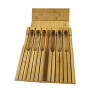 Organisateur de couteaux en bambou pour tiroir, support à couteaux en bois naturel avec fentes pour couteaux de chef, couteaux à éplucher et couteaux utilitaires, gain de place