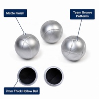 Jeu de pétanque 7 mm d'épaisseur, 3 boules argent mat, jeu de boules en alliage d'aluminium, jeu de pétanque pour extérieur et jardin
