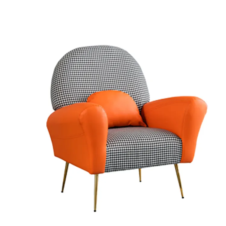AH 8380 75 Living Room Metal Leg Leisure Armchair Chair Cafe Fabric Restaurant Velvet Style Time Packing Modern Furniture Pcs