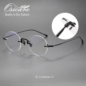 Occhiali da Vista Senza Montatura di Alta Qualità per Uomo, Stile Vintage, in Titanio, Cornice Rotonda - Product Image 2