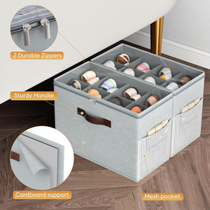 Giày lưu trữ Hộp vải đa ngăn giày tổ chức với xử lý có thể gập lại giày lưu trữ hộp dưới giường hộp lưu trữ - Product Image 3