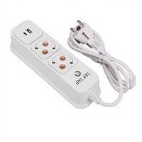 Multiprise à 2 prises avec 1 USB et 1 Type C 3.1A à charge rapide, ignifuge, en PC, rallonge 1,5M 3M
