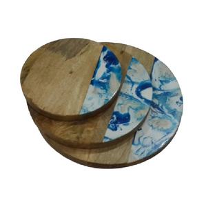 Tabla de cortar de madera de resina azul de dos caras con diseño de tendencia casera Antigua/tabla de queso de vino al por mayor de bambú PP - Product Image 3